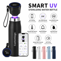 Gourde d'eau intelligente 16 oz en acier inoxydable 316 à isolation sous vide avec affichage LED via application et rappel d'hydratation pour les voyages