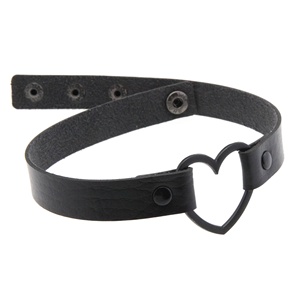Collana <span class=keywords><strong>Girocollo</strong></span> a Cuore in Pelle Nera Stile Punk Goth - Product Image 4