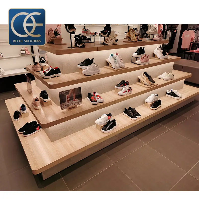 Conception spéciale de magasin de chaussures de présentoir de mur de gondole d'affichage unique de chaussures avec la vitrine de mur