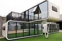 Maisons conteneurs en acier direct usine, modèles modernes préfabriqués, aménagement intérieur personnalisé, étanches, pour villas et jardins.