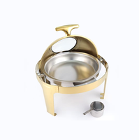 Réchaud à alcool rond doré visible 6L en acier inoxydable épais pour le petit-déjeuner buffet de l'hôtel