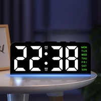Horloge de bureau numérique LED innovante transfrontalière à grands caractères avec alarme, lumière d'ambiance, affichage de la date, calendrier perpétuel et design moderne