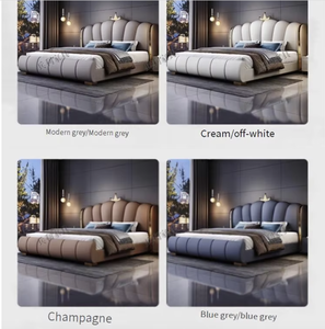 Cadre de lit double king size moderne en cuir souple de luxe, écologique <span class=keywords><strong>et</strong></span> durable, avec rangement, ensemble de meubles de chambre super grand format - Product Image 2