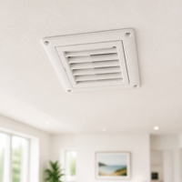 Grille d'aération carrée en plastique blanc à persiennes fixes avec moustiquaire intégrée, 7 lames, pour conduit de ventilation HVAC