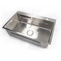 Évier de cuisine Smart 304 en acier inoxydable noir avec cascade et lave-gobelet multifonction