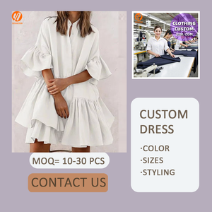 Robe ample grande taille pour <span class=keywords><strong>femme</strong></span>, couleur unie, avec volants et boutons décoratifs à la taille, idéale pour le printemps – Nouveauté très prisée 7779 - Product Image 3