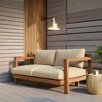 Elegante entspannende Teakholz 2-Sitzer Sofa Loves eat aus Teak Sofa Set für Patio Garden Pool Gartenmöbel Set Garten Sofa Set