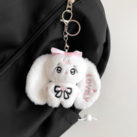 Porte-clés en peluche lapin moelleux personnalisé OEM/ODM - Nœuds et couleurs personnalisables, porte-clés lapin en peluche personnalisé pour cadeaux