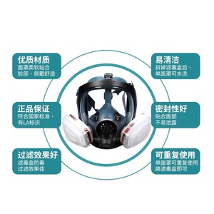 หน้ากากป้องกันแก๊สพิษแบบเต็มหน้า Tao Shield ซิลิโคน ใช้ซ้ำได้ พร้อมไส้กรองก๊าซกรด ป้องกันสารเคมี ฝุ่นละออง และก๊าซอันตรายสำหรับงานอุตสาหกรรม - Product Image 1