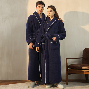 Damen Winter Extra Langer Warmer <span class=keywords><strong>Flanell</strong></span>-Bademantel Übergröße Dicker Coral-Fleece Bademantel Liebhaber-Spa-Morgenmantel Herren Gemütliche Schlafbekleidung - Product Image 4