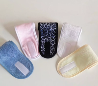 Bandeau personnalisé en fibre de bambou et coton pur gaufré avec fermeture Velcro pour le lavage du visage et l'exercice physique des femmes.