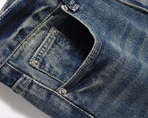 <span class=keywords><strong>Pantaloni</strong></span> Hombre con taglio a stivale Vintage di alta qualità per gli uomini larghi a gamba larga blu Denim Jeans lavati di alta strada dal Design ampio per l'inverno - Product Image 4