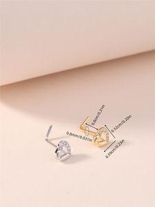 Lot de 20 clous de nez en forme de L CZ, petit cœur, couleur or et argent, piercing de nez pour femmes et filles, bijoux narines mignons, vente en gros, 1 pièce - Product Image 3