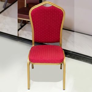 Red Upholstered Hotel <b>Chair</b> With Gold Frame Solid Back <b>Stackable</b> Commercial Furniture Indoor restaurant <b>chairs</b> in stock / ready - Product Image 1