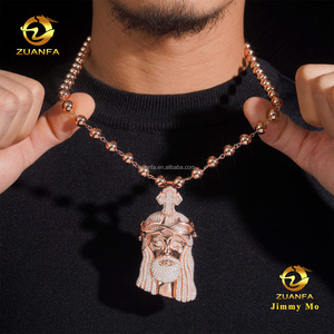 Pendentif Croix Jésus Épine en Argent S925 Moissanite, Bijoux Hip Hop Iced Out de Luxe Personnalisés avec Certificat GRA <span class=keywords><strong>et</strong></span> Chaîne à Perles - Product Image 2