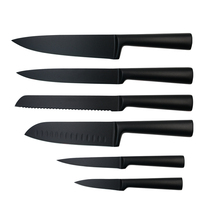 Nouveau LFGB standard nano carbone cristal enduit ensemble de couteaux de cuisine en acier inoxydable couteau de chef