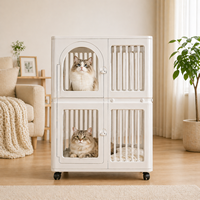 Maison pour chat modulaire à double étage, villa de luxe pour chat d'intérieur avec roulettes