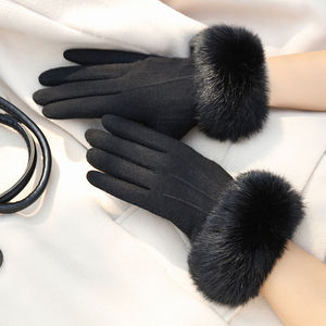 High Quality Cheap Women Artificial Suede Winter <b>Gloves</b> Fashion Pretty Outdoor Soft Comfortable <b>Gloves</b> With Thick Wrist <b>Fur</b> - Product Image 1