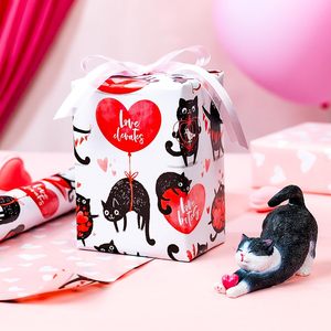 Papel de Regalo de San Valentín Reversible con Diseño de Corazones y Gatos Negros, 1 Rollo, para San Valentín, Bodas, Cumpleaños, Baby Shower - Product Image 3