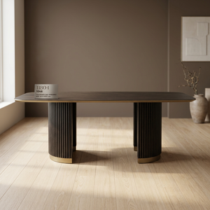 Mesa de Comedor Rectangular Moderna con Panel de MDF Enchapado en Roble Grueso y Patas de MDF para Sala de Estar/Hogar - Product Image 2