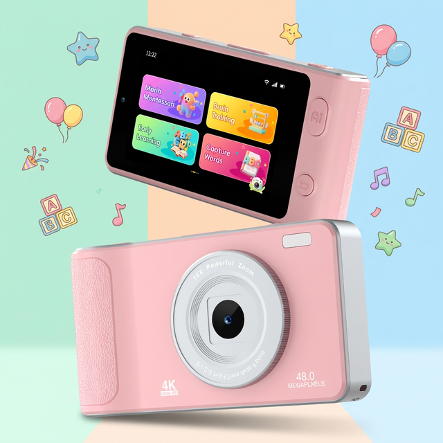 KC008 Smart AI Camera for Kids with Dual OS 13MP Lens 5G WiFi 4G Network 64GB/128GB Memory Educational & Entertainment