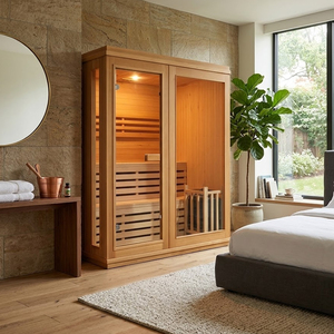 Sauna de Vapor Interior de Madera con Puertas de Vidrio, Spa Doméstico para 2 Personas, <span class=keywords><strong>Precio</strong></span> de Fábrica - Product Image 2