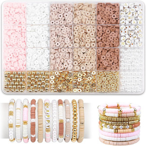 Polymer <b>Clay</b> Beads Diy Jewelry Making <b>Kit</b> 24 Compartment Boxed Bracelet Necklace Craft Supplies Set - Product Image 1