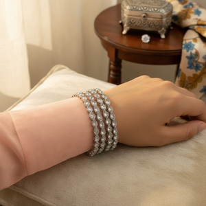 Elegant Silver Plated Crystal Stone <b>Bangles</b> <b>Set</b> 11151754WH_2.8-Exquisite Bracelets & <b>Bangles</b> - Product Image 3