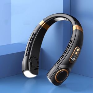 Produit promotionnel 2025, ventilateur de cou avec lumières d'ambiance colorées, 1800 mAh, pour motiver les employés au bureau - Product Image 1