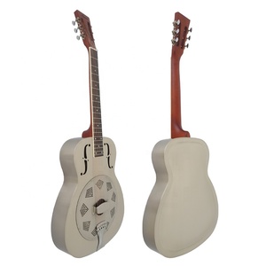 Guitare résonnante de marque chinoise Aiersi, logo personnalisé, cône simple, guitare en laiton, pont en biscuit, guitare acoustique en métal, instrument de musique - Product Image 1
