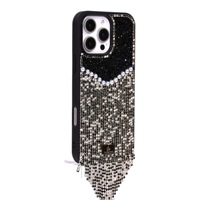 Étui de téléphone en perles faites à la main de qualité supérieure avec chaîne à franges de la marque Bling World pour iPhone 16 Plus 15 Pro Max 13 12