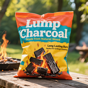 Sac d'emballage de charbon de bois avec logo personnalisé vente en gros 5kg 25kg 50kg sac en plastique ou en papier kraft pour charbon de bois en morceaux et briquettes de charbon - Product Image 5