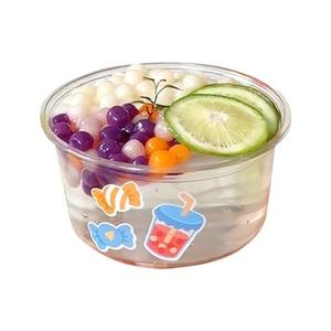 Gobelets jetables en plastique transparent impression Logo 12 OZ PET tasse de crème glacée pour gâteau Dessert salade <span class=keywords><strong>yaourt</strong></span> avec couvercle - Product Image 3