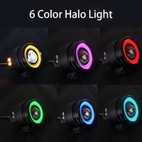 Phare de moto JPAD J1S-1, LED avant, faisceau haut blanc, faisceau bas jaune, lumière halo arc-en-ciel 6 couleurs, 120W, IPX8