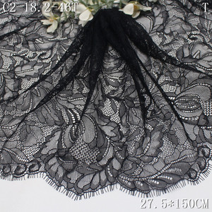 Elegante <span class=keywords><strong>Pizzo</strong></span> Chantilly Nero Largo 27cm, Tessuto <span class=keywords><strong>in</strong></span> Tulle Francese con Motivo Floreale, Bordatura <span class=keywords><strong>in</strong></span> <span class=keywords><strong>Pizzo</strong></span> Lavorato a Maglia per Abiti da Sera - Product Image 6