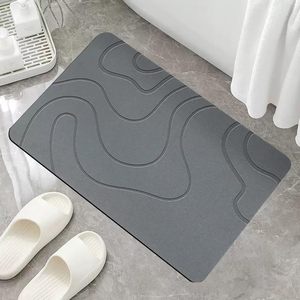 Tapis de douche super absorbant, séchage instantané, motif pierre, design vague, disponible à la vente - Product Image 5