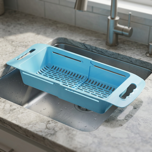 Bella Foldable Eco-Friendly Plastic Kitchen Sink <b>Basket</b> Strainer Adjustable Colander Fine Mesh Food Drain Dishwasher Safe <b>Stand</b> - Product Image 2
