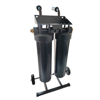 Chariot double pour filtre à eau avec cartouche de rechange, support à roulettes, poignées de transport, raccords de port et équipement