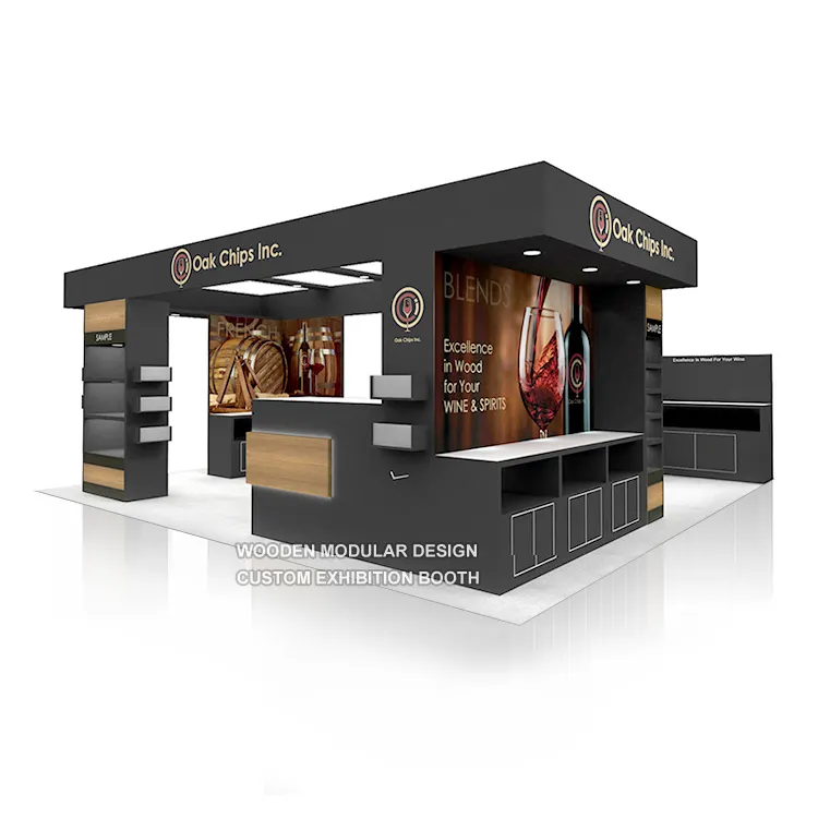 Display espositivo Wallbackdrops oversize T Shirt cabina modulare calda 10ft in legno modulare fiera entrambi 3m x 3m chiosco in legno