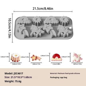 Nuovo stampo in silicone a forma di unicorno arcobaleno con 8 cavità per cioccolato e dolci, per uso alimentare - Product Image 6
