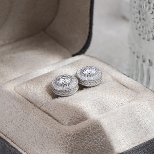 MSE-809 Joyería Messi Plata 925, Aretes con Halo Ancho y Diamantes Cultivados en Laboratorio - Product Image 3
