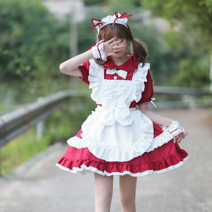 Zixiao Maid Costume Women Adult Stage Performance Dress Black Burgundy Polyester Cosplay Costume - Product Image 3