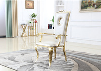 Chaise de salon royale avec accoudoirs en vente, chaise de mariage, chaise de salle à manger en acier inoxydable doré avec dossier perforé, chaises pour couples