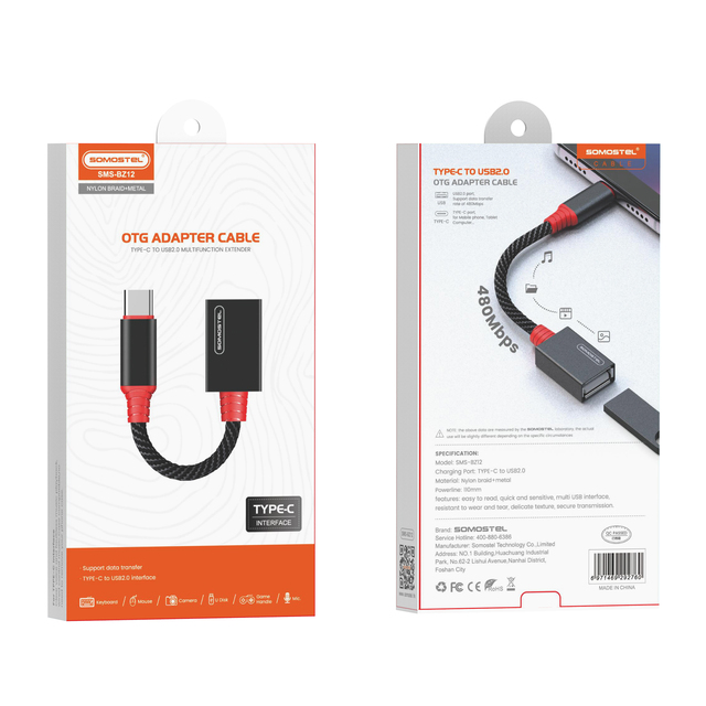 Somostel SMS-BZ12 Fast Transfer Data Cable OTG ADAPTER CABLE Type-C  to USB2.0 Multifunction Extender