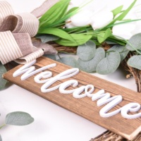 Guirlande de bienvenue GY BSCI, article tendance, décoration de printemps, feuilles d'eucalyptus en soie, tulipes artificielles