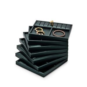 FANXI Luxus Mikro faser grün Metall Halsketten Ohrringe Armbänder Ringe Display Requisiten Schmuck Tablett für Schmuck Display - Product Image 3