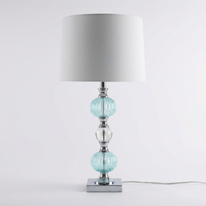 Modern Table <b>Lamps</b> Set of Stacked Crystal <b>Ball</b> Silver White Drum Shade for Living Room Family Bedroom Bedside - Product Image 2