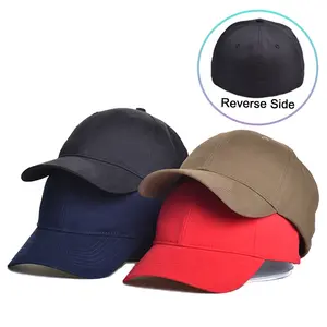 Grosir 6 Panel cepat kering 100% katun polos Flex topi dipasang untuk pria topi bisbol sesuai pesanan kosong