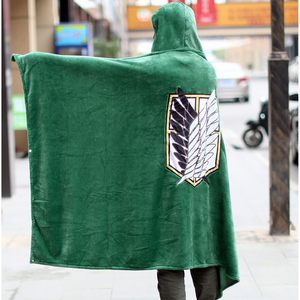 ผ้าคลุมคอสเพลย์ Attack On Titan สีเขียว ผ้าฟลานเนล ผ้าห่มคลุมแบบสวมใส่ได้ ลายหน่วยสำรวจ มีฮู้ด ชุดคอสตูมอนิเมะ - Product Image 2