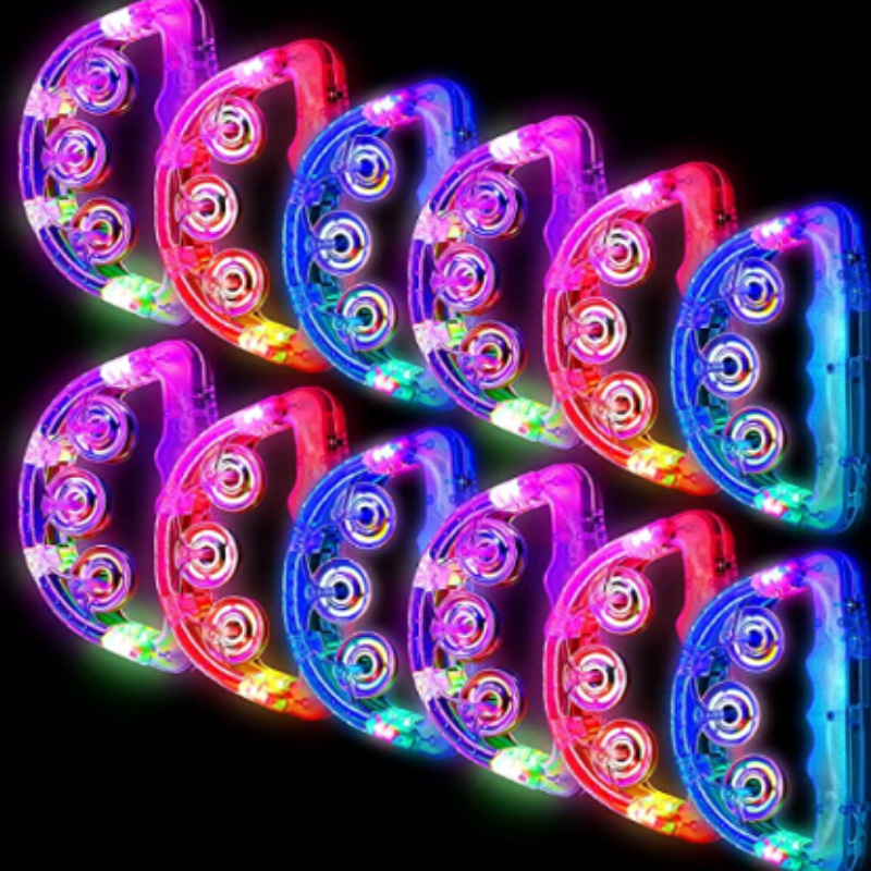 Light up Musical Flashing Glow Tambourine LED Handheld Percussion Flash Bell for Graduation Concert Parties